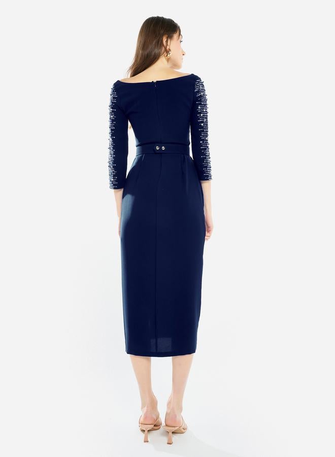 House of Moda Women Embellished Sleeve Midi Dress - Image 5